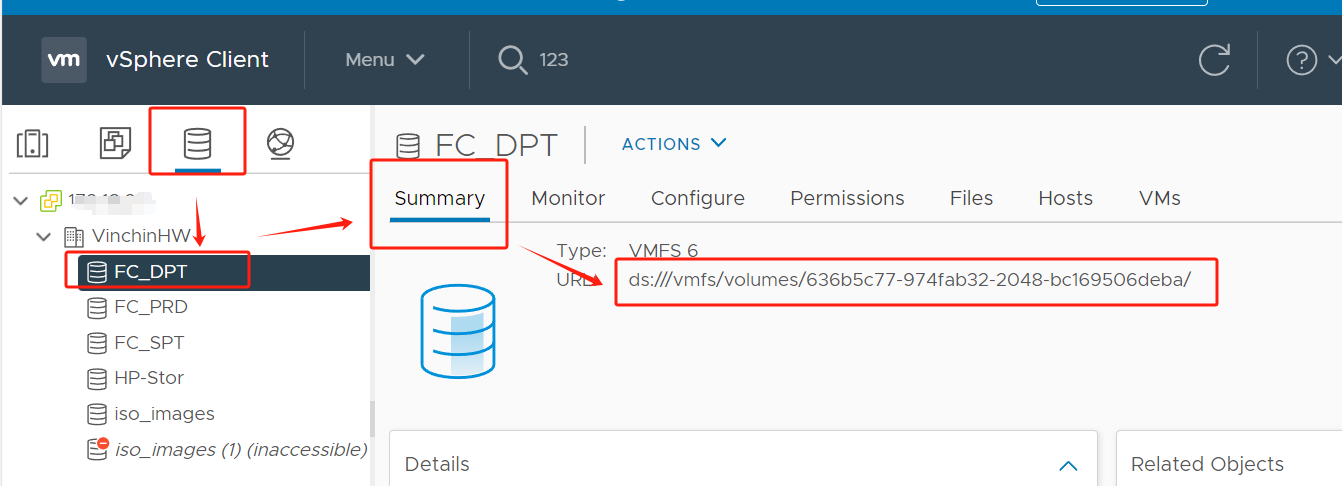 Найдите путь к хранилищу виртуальной машины vmware
