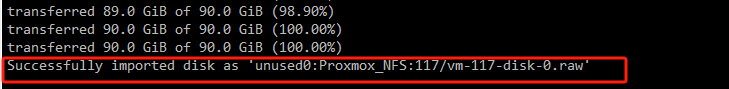import from vmware to proxmos ended fine