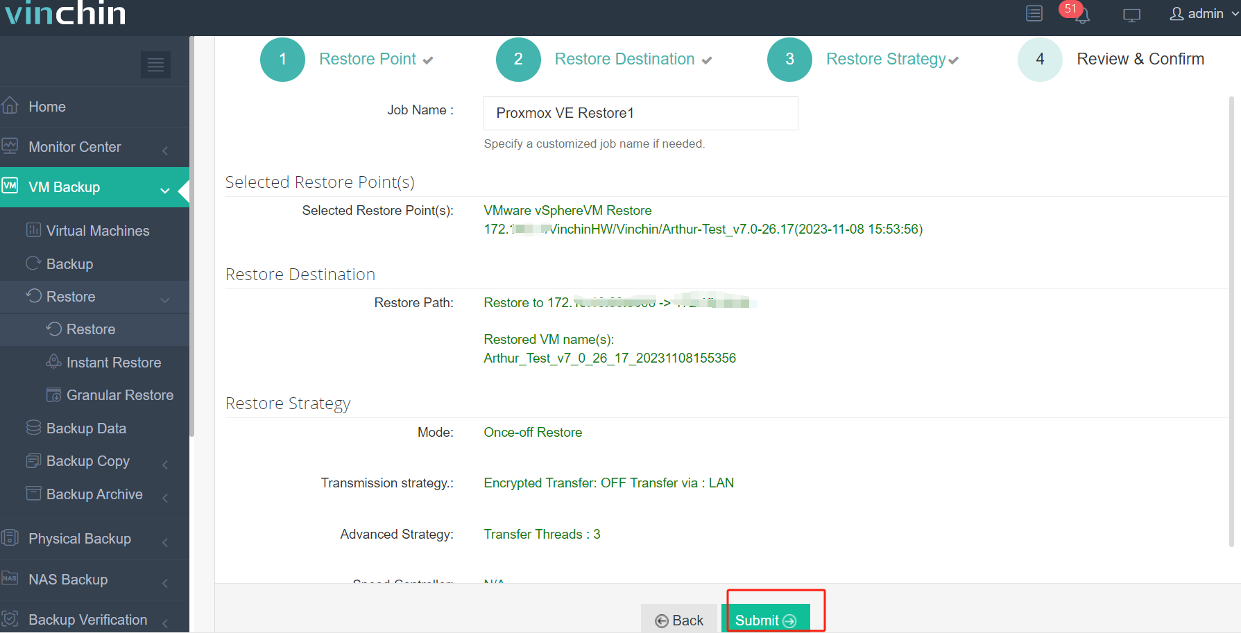 vinchin vmware to proxmox step4