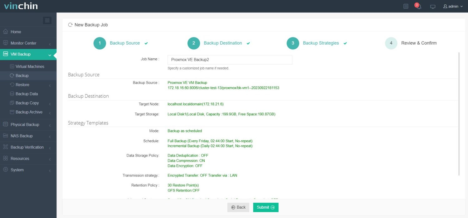 Запустите задание резервного копирования Proxmox в работу